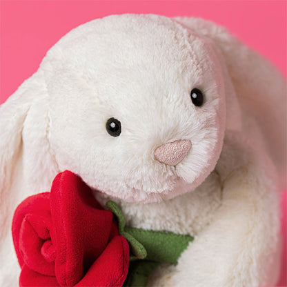 Peluche lapin créme avec rose - Jellycat