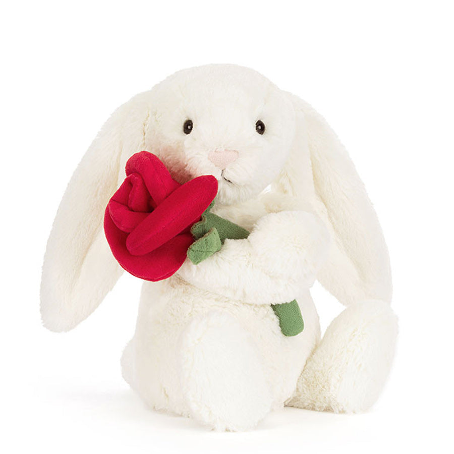 Peluche lapin créme avec rose - Jellycat