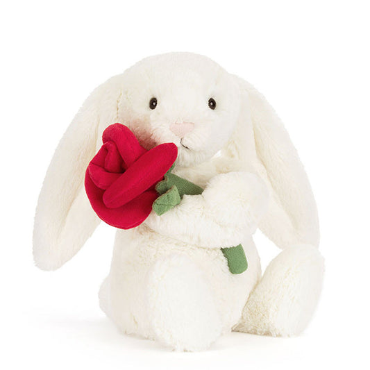 Peluche lapin créme avec rose - Jellycat